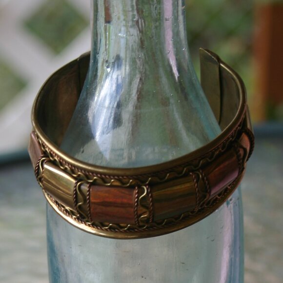 Copper and Metal Hand Crafted Cuff Bracelet R-920 - Picture 2 of 5